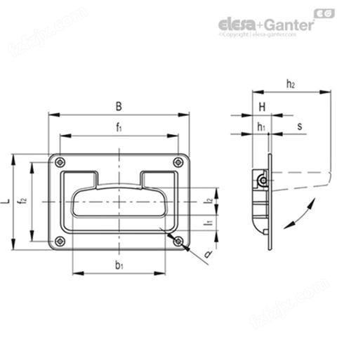 Elesa+Ganter品牌直营 U型手柄 MPR-CLEAN带隐藏式托盘的折叠手柄